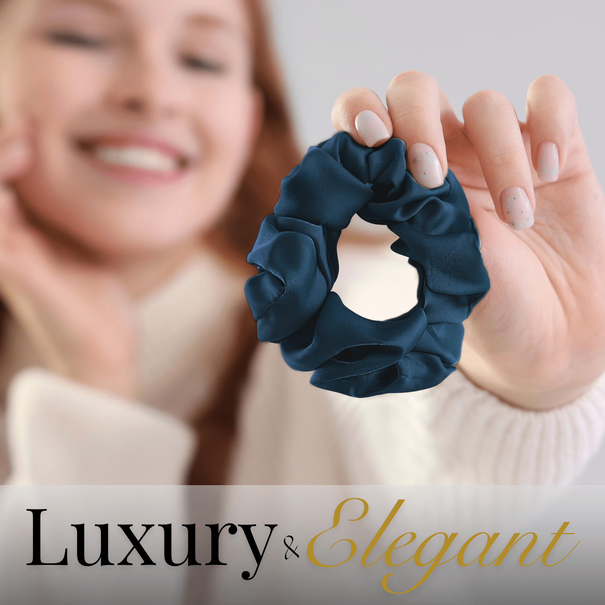 Deep Blue Skinny Scrunchie – 100% Pure Mulberry Silk, Perfect for All Hair Types - NOCHKA
