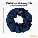 Deep Blue Skinny Scrunchie – 100% Pure Mulberry Silk, Perfect for All Hair Types - NOCHKA
