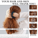 Deep Blue Skinny Scrunchie – 100% Pure Mulberry Silk, Perfect for All Hair Types - NOCHKA
