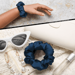Deep Blue Skinny Scrunchie – 100% Pure Mulberry Silk, Perfect for All Hair Types - NOCHKA
