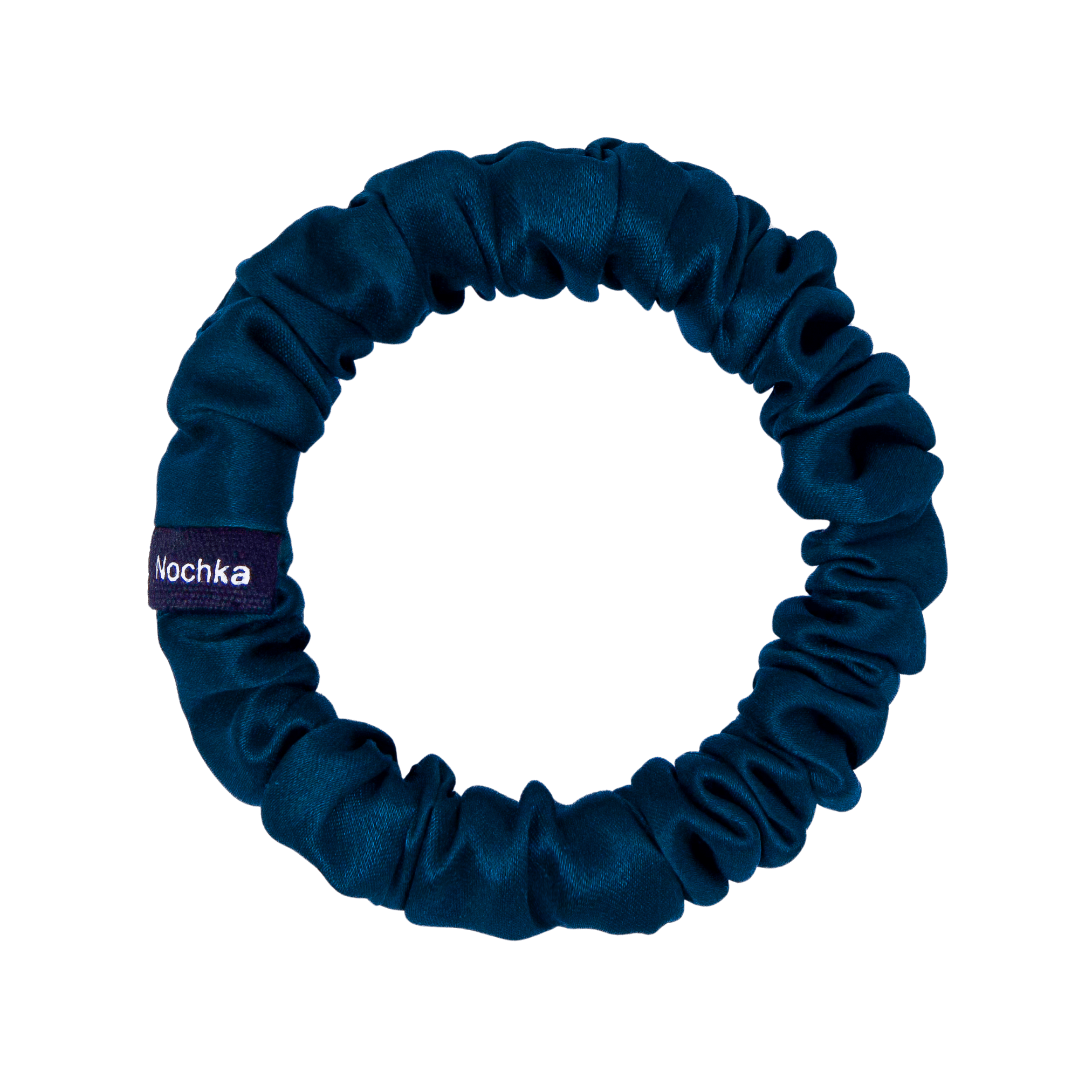 Deep Blue Ultra Skinny Scrunchie – 100% Pure Mulberry Silk, Perfect for All Hair Types - NOCHKA
