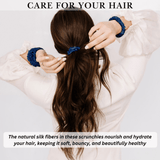 Deep Blue Ultra Skinny Scrunchie – 100% Pure Mulberry Silk, Perfect for All Hair Types - NOCHKA
