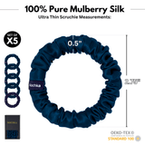 Deep Blue Ultra - Skinny Silk Scrunchies (Set of 5) - NOCHKA
