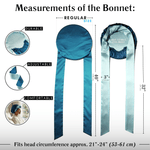 Deep Teal and Aqua Blue Reversible Bonnet with Ties - NOCHKA
