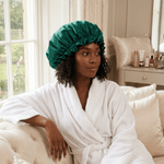 Deep Teal & Black Pure Mulberry Silk Bonnet – Reversible & Durable - NOCHKA
