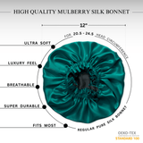 Deep Teal & Black Pure Mulberry Silk Bonnet – Reversible & Durable - NOCHKA
