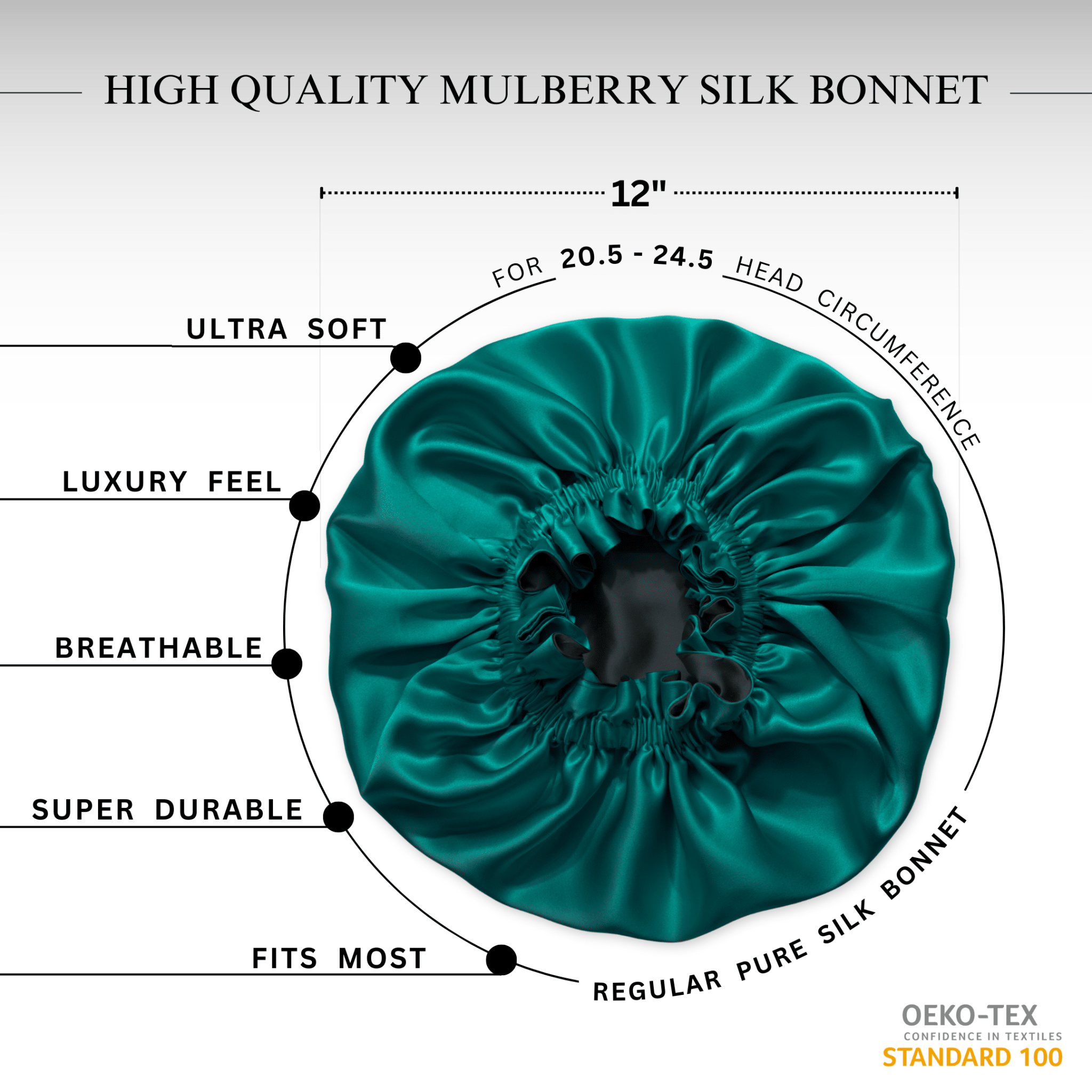 Deep Teal & Black Pure Mulberry Silk Bonnet – Reversible & Durable - NOCHKA
