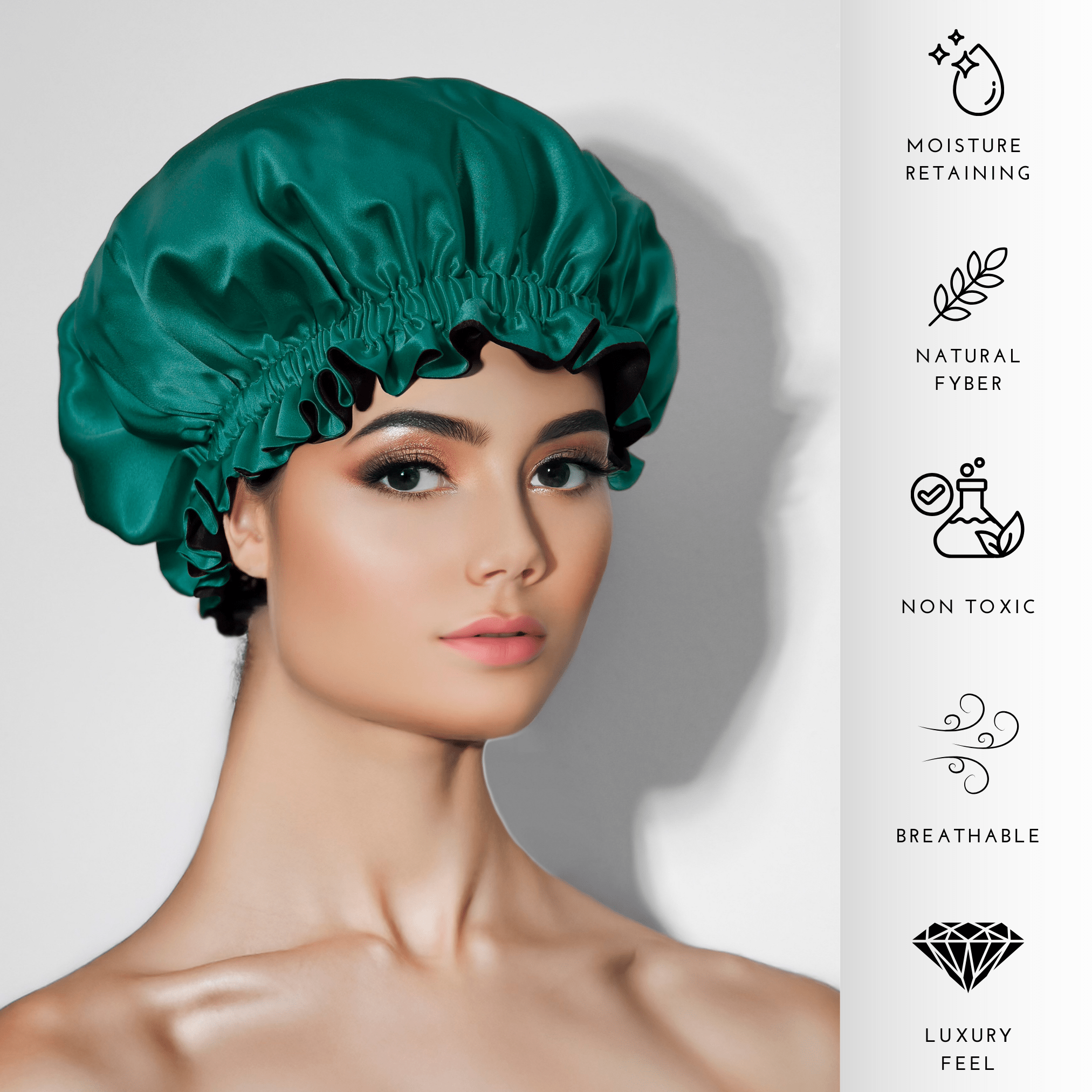Deep Teal & Black Pure Mulberry Silk Bonnet – Reversible & Durable - NOCHKA
