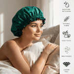 Deep Teal & Black Pure Mulberry Silk Bonnet – Reversible & Durable - NOCHKA
