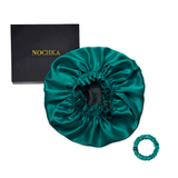 Deep Teal & Black Pure Mulberry Silk Bonnet – Reversible & Durable - NOCHKA
