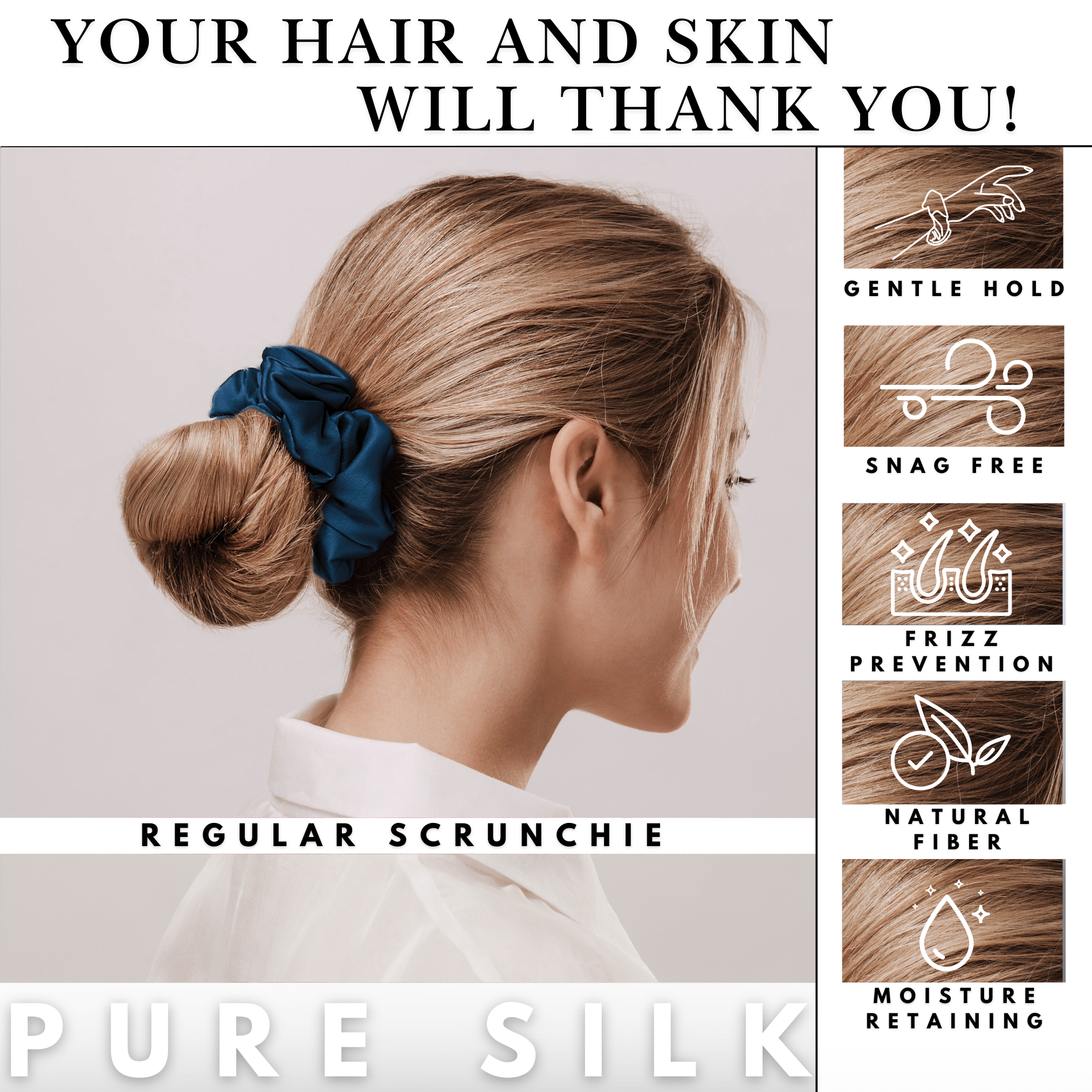 Deep Teal Regular Scrunchie – 100% Pure Mulberry Silk, Perfect for All Hair Types - NOCHKA
