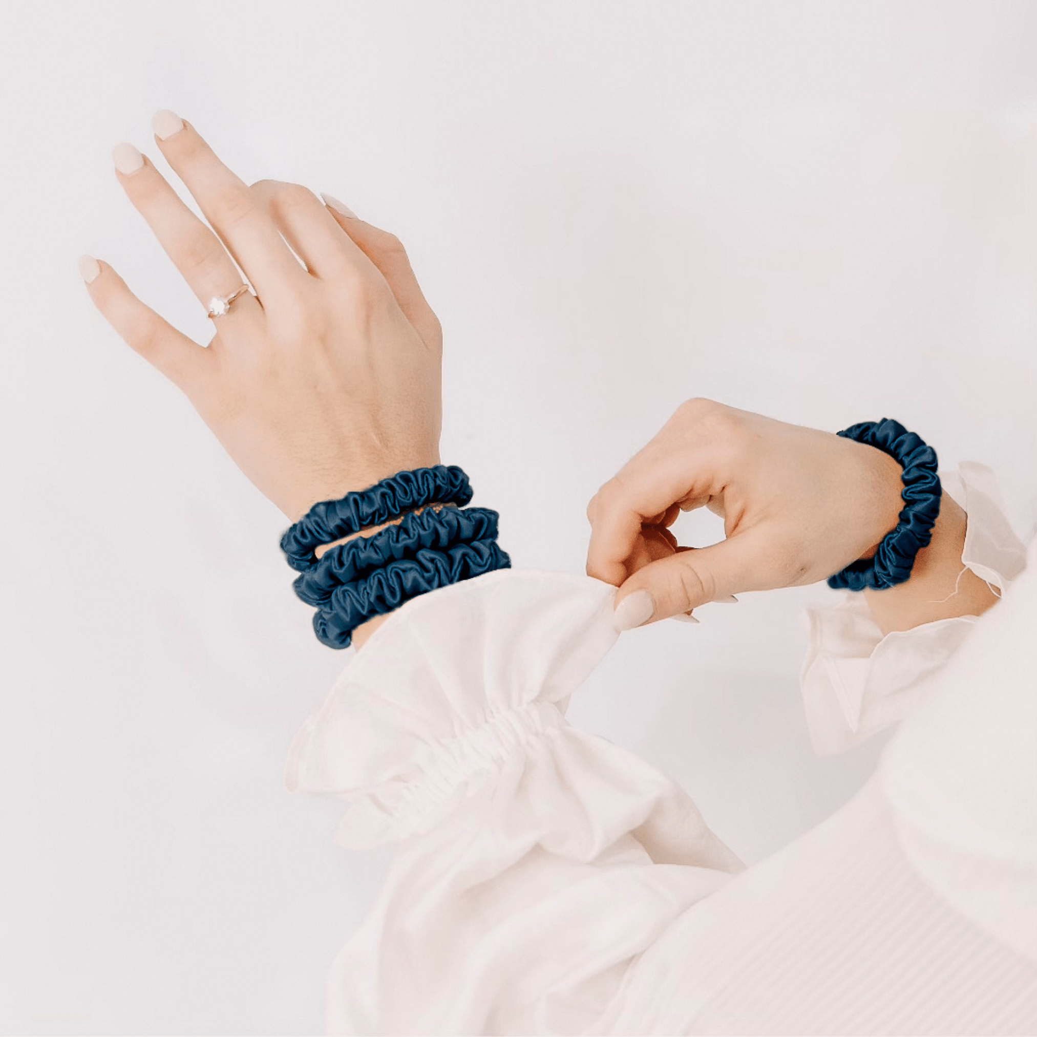 Deep Teal Ultra Skinny Scrunchie – 100% Pure Mulberry Silk, Perfect for All Hair Types - NOCHKA
