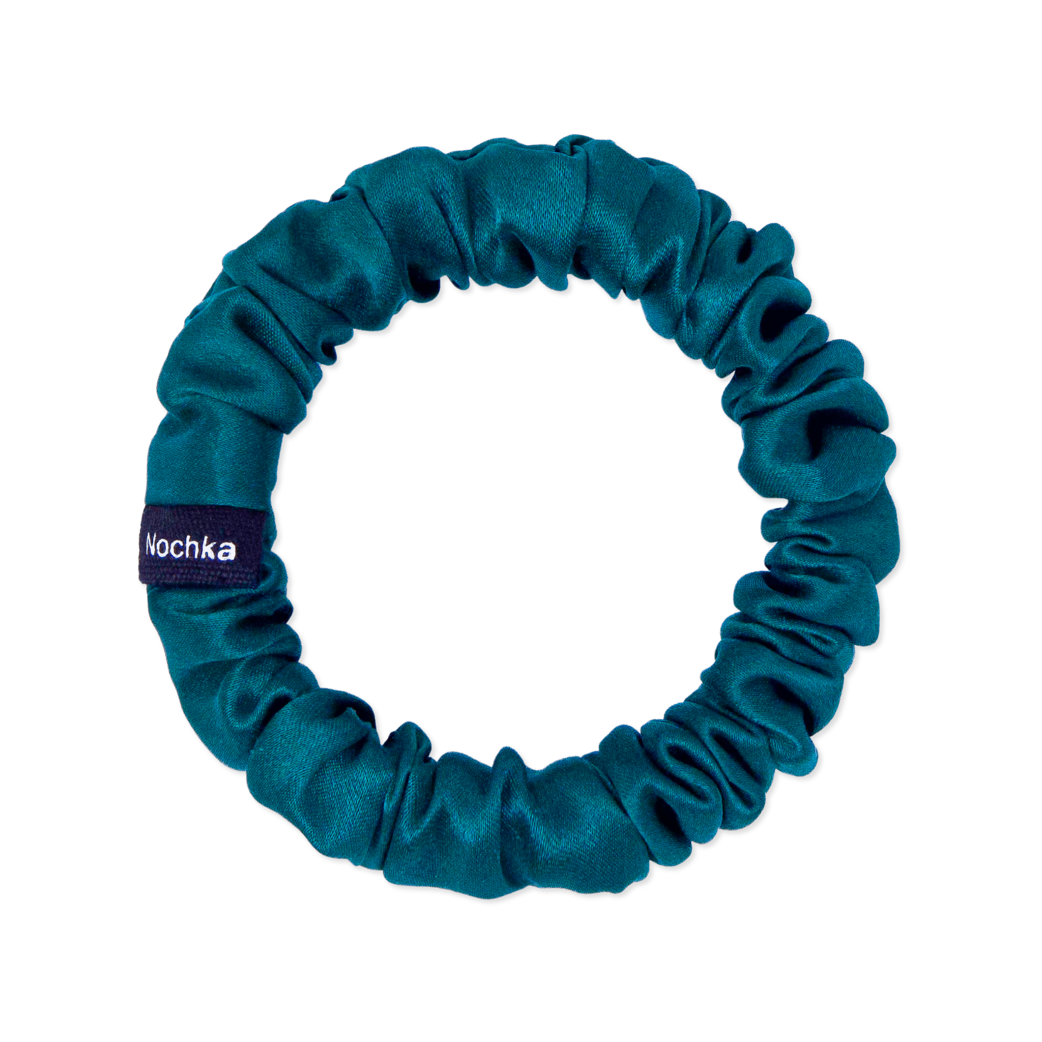 Deep Teal Ultra Skinny Scrunchie – 100% Pure Mulberry Silk, Perfect for All Hair Types - NOCHKA
