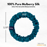 Deep Teal Ultra Skinny Scrunchie – 100% Pure Mulberry Silk, Perfect for All Hair Types - NOCHKA
