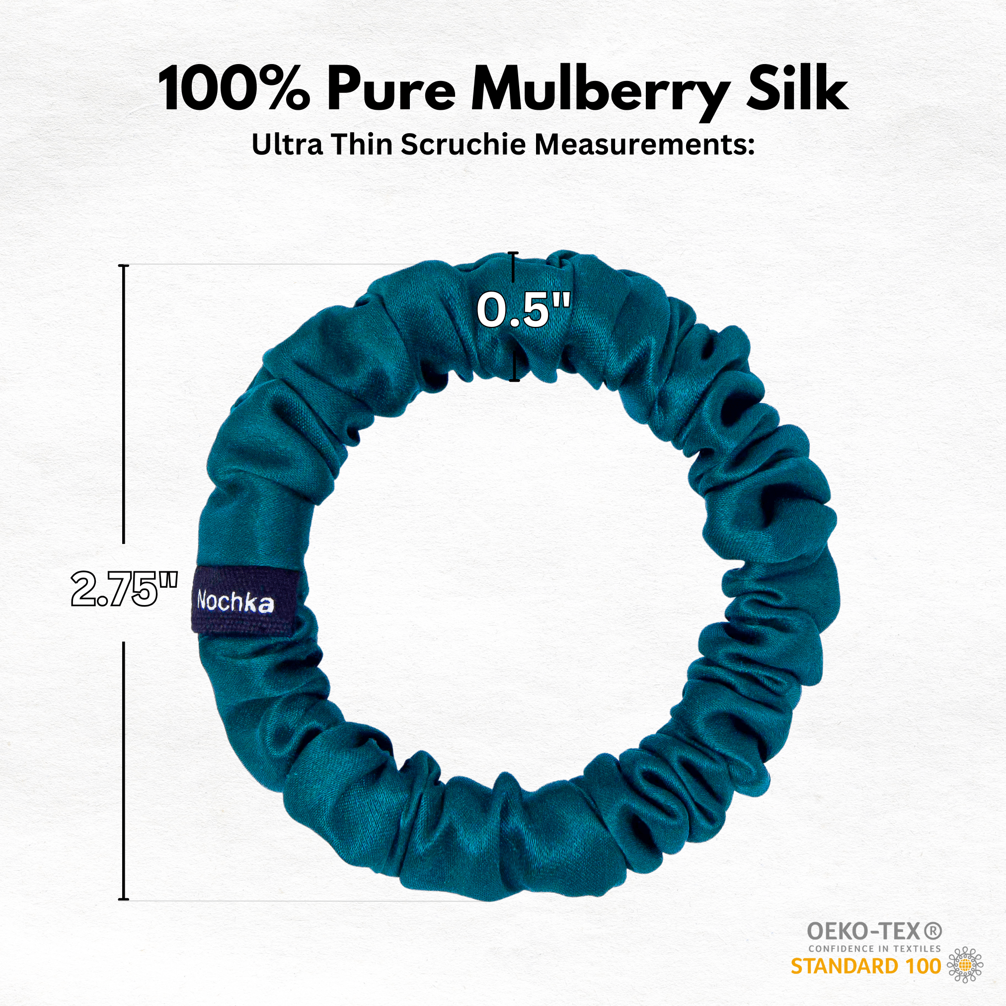 Deep Teal Ultra Skinny Scrunchie – 100% Pure Mulberry Silk, Perfect for All Hair Types - NOCHKA

