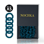 Deep Teal Ultra - Skinny Silk Scrunchies (Set of 5) - NOCHKA

