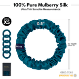 Deep Teal Ultra - Skinny Silk Scrunchies (Set of 5) - NOCHKA
