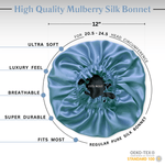 Denim & Black Pure Mulberry Silk Bonnet – Reversible & Durable - NOCHKA
