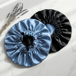 Denim & Black Pure Mulberry Silk Bonnet – Reversible & Durable - NOCHKA
