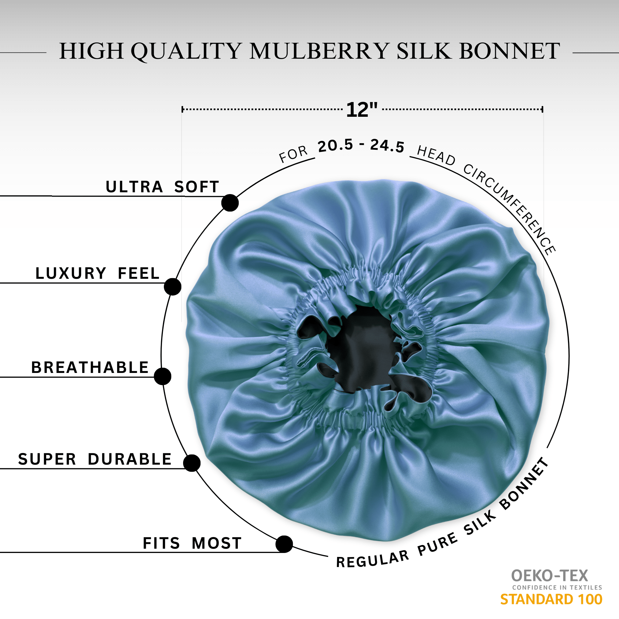 Denim & Black Pure Mulberry Silk Bonnet – Reversible & Durable - NOCHKA
