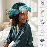 Dusty Turquoise Print Reversible Bonnet with Ties - NOCHKA

