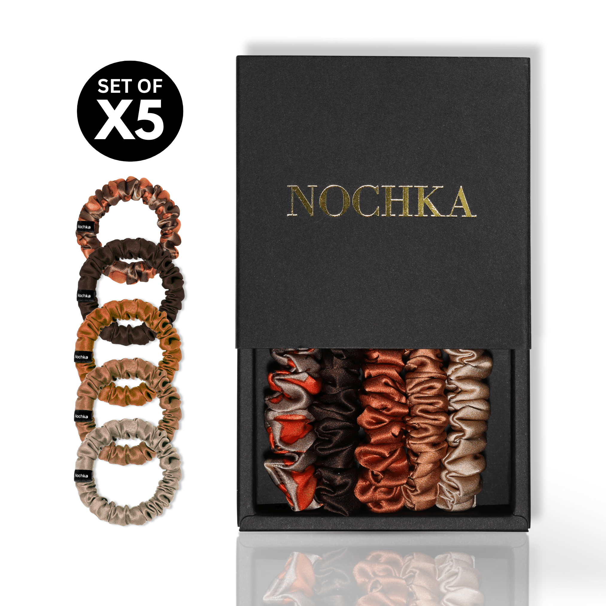 Fall Feel Shade Ultra - Skinny Silk Scrunchies (Set of 5) - NOCHKA
