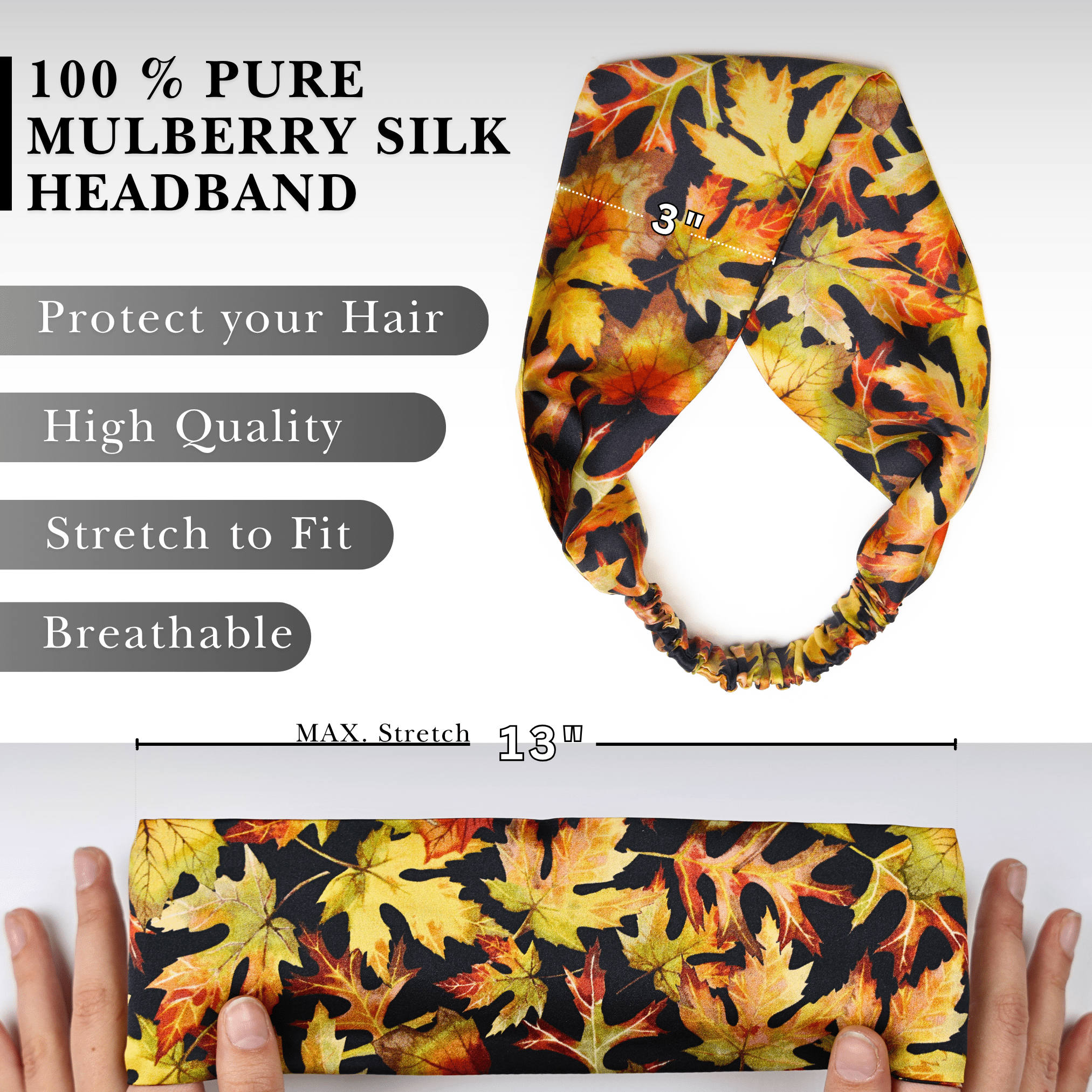 Fall Leaves Pure Silk Headband - NOCHKA
