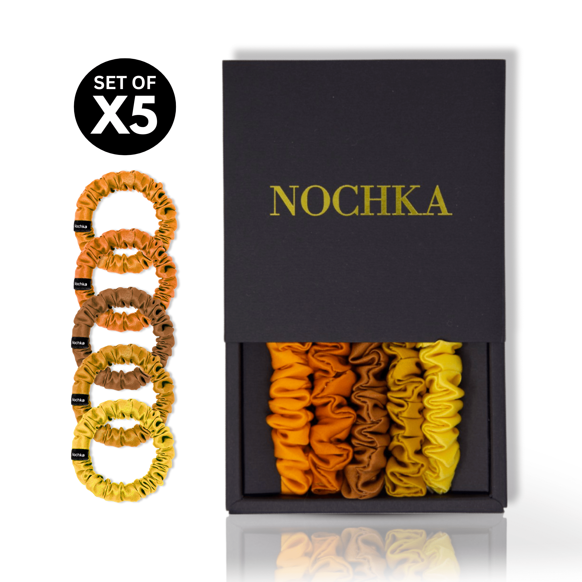 Fall Shades Ultra - Skinny Silk Scrunchies (Set of 5) - NOCHKA
