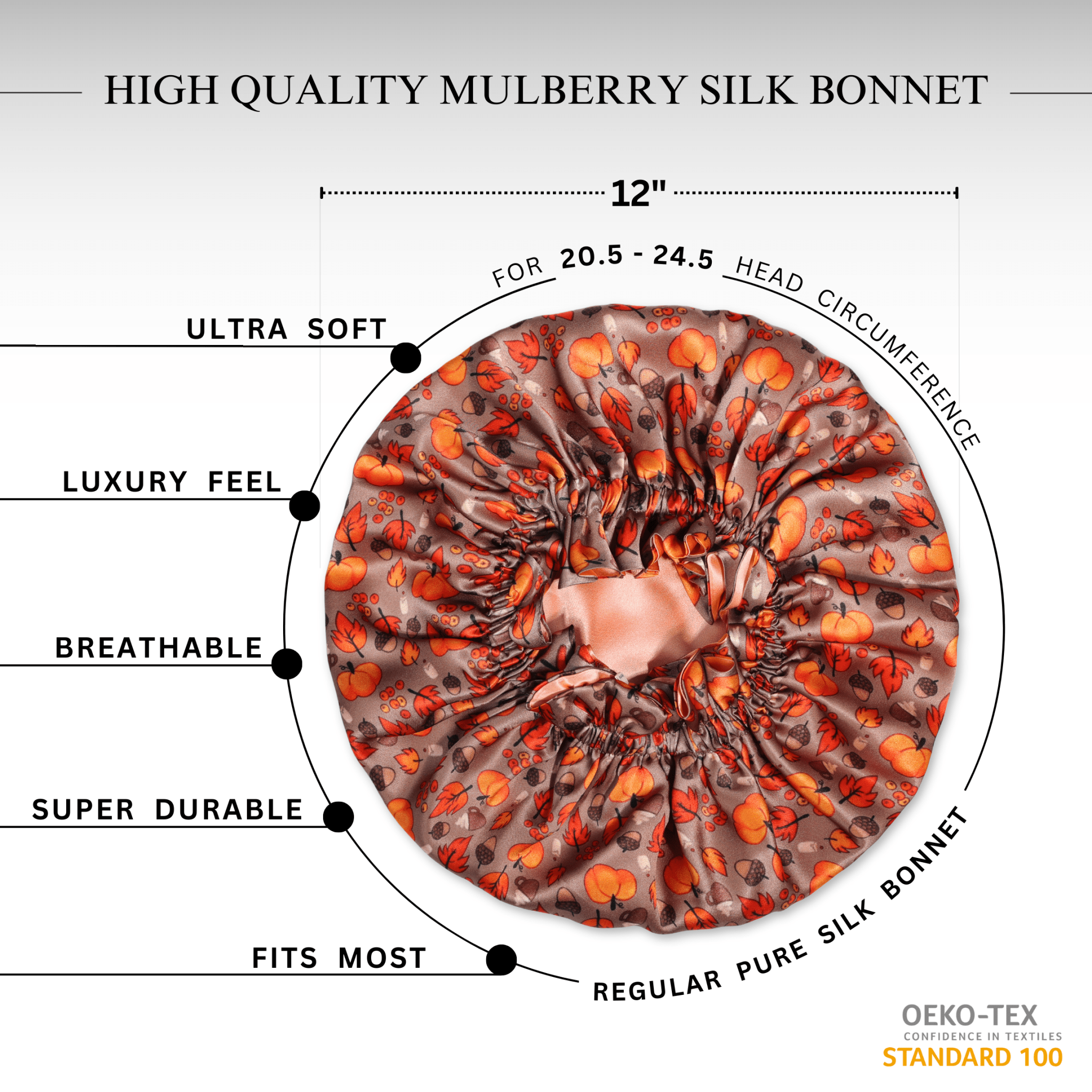 Fall Theme Pure Mulberry Silk Bonnet – Reversible & Durable - NOCHKA
