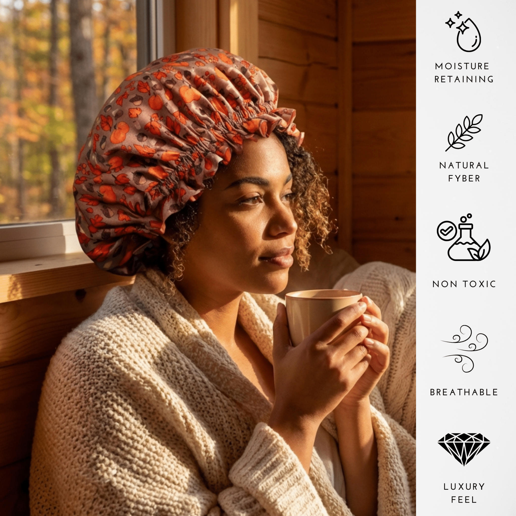 Fall Theme Pure Mulberry Silk Bonnet – Reversible & Durable - NOCHKA
