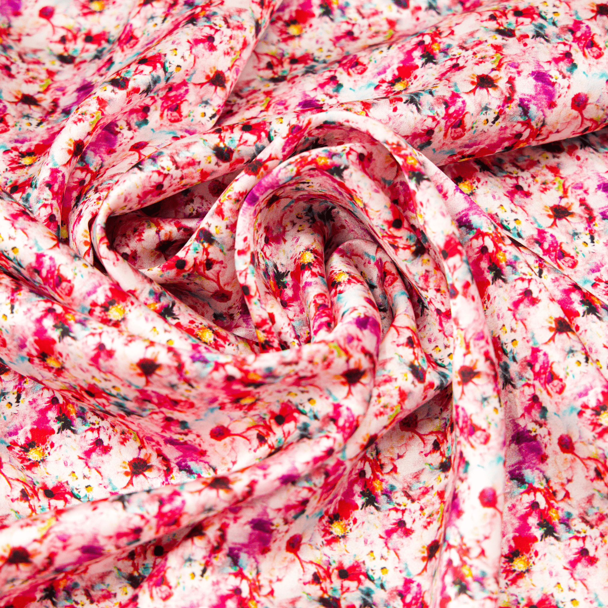 Floral #2 Print 100% Pure Mulberry Silk Fabric 19mm 54" Width Pre - Cut Silk Fabric - NOCHKA
