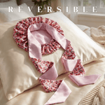 Floral Pure Mulberry Silk Bonnet – Reversible, Adjustable Fit with Silk Ties - NOCHKA
