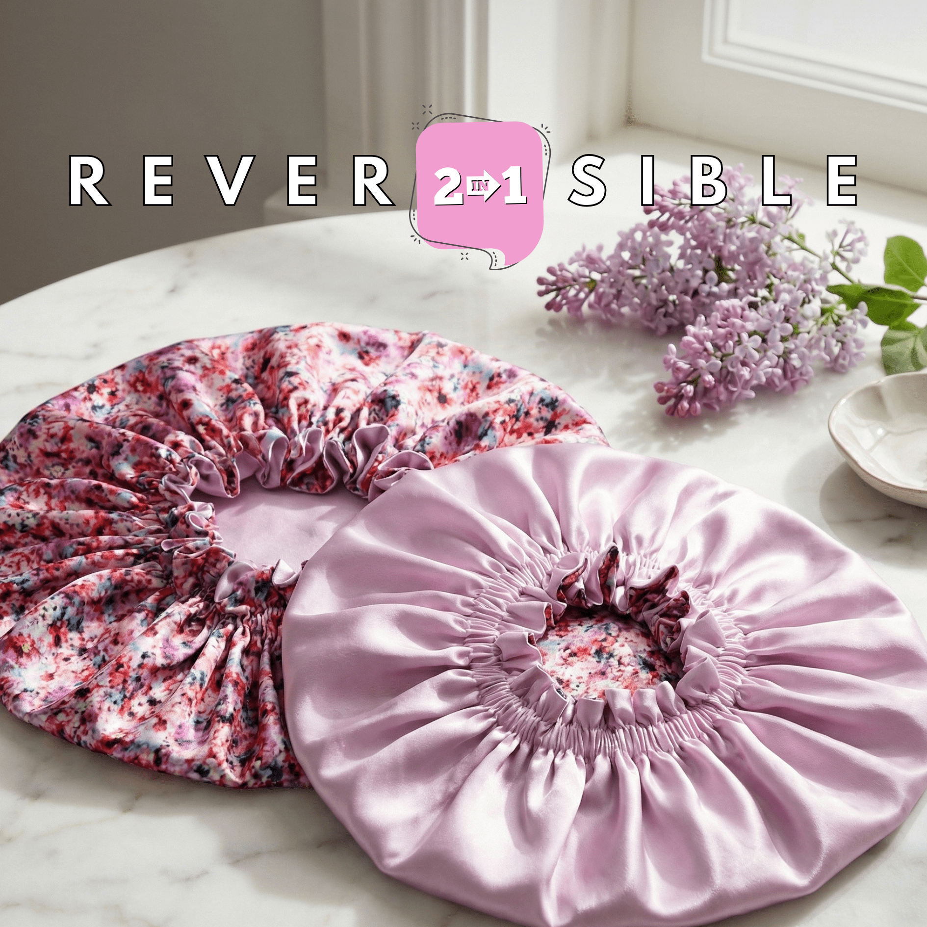 Floral Pure Mulberry Silk Bonnet – Reversible & Durable - NOCHKA

