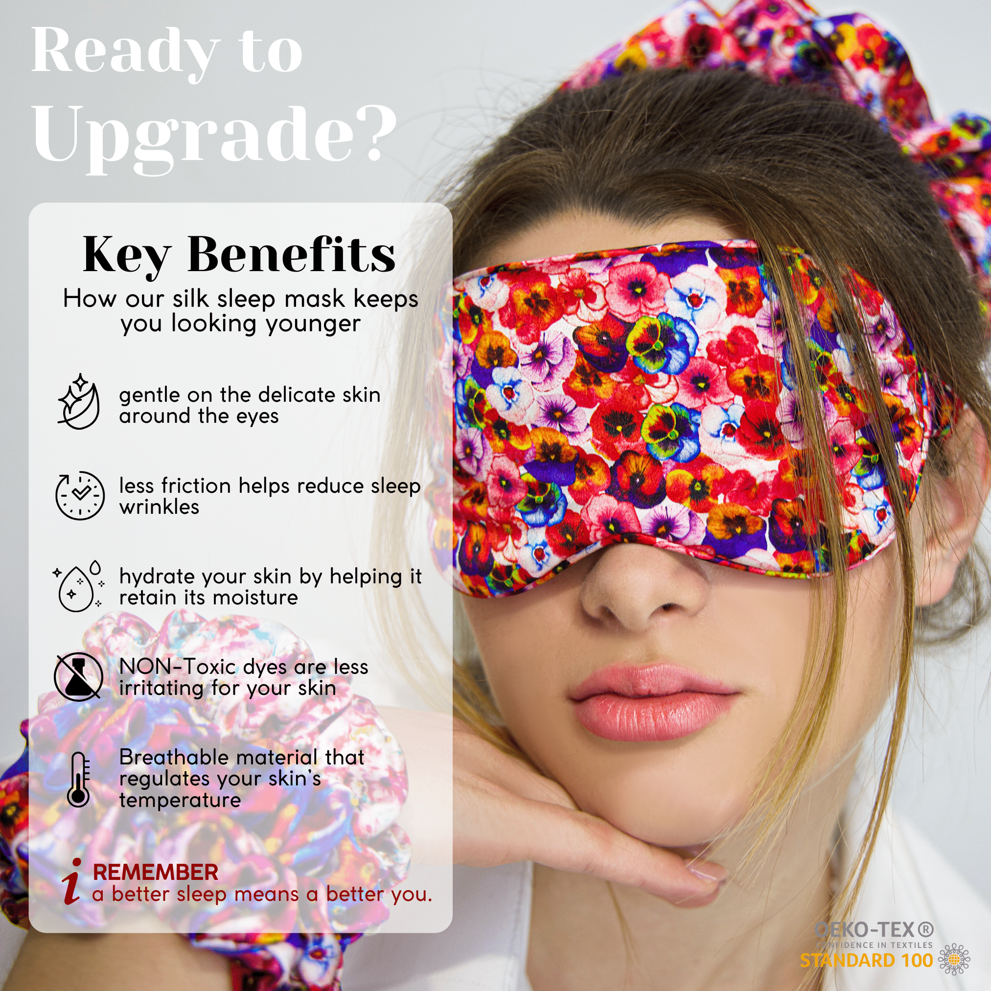 Floral Pure Silk Sleep Mask - NOCHKA
