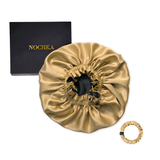 Gold & Black Pure Mulberry Silk Bonnet – Reversible & Durable - NOCHKA
