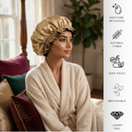 Gold & Black Pure Mulberry Silk Bonnet – Reversible & Durable - NOCHKA
