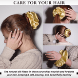 Gold Jumbo Scrunchie – 100% Pure Mulberry Silk, Perfect for All Hair Types - NOCHKA
