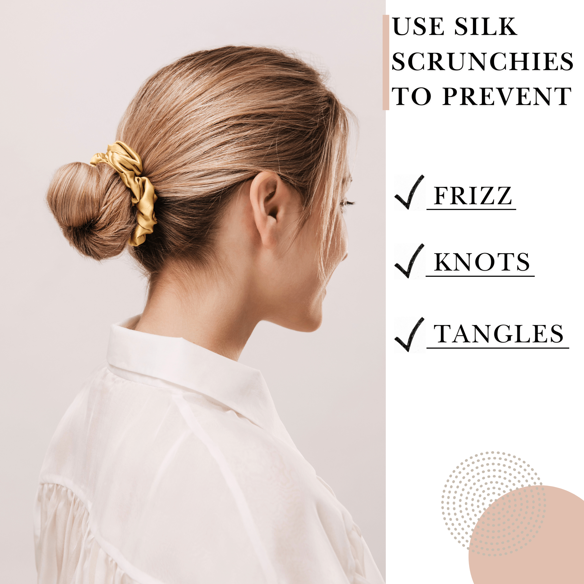Gold Skinny Scrunchie – 100% Pure Mulberry Silk, Perfect for All Hair Types - NOCHKA
