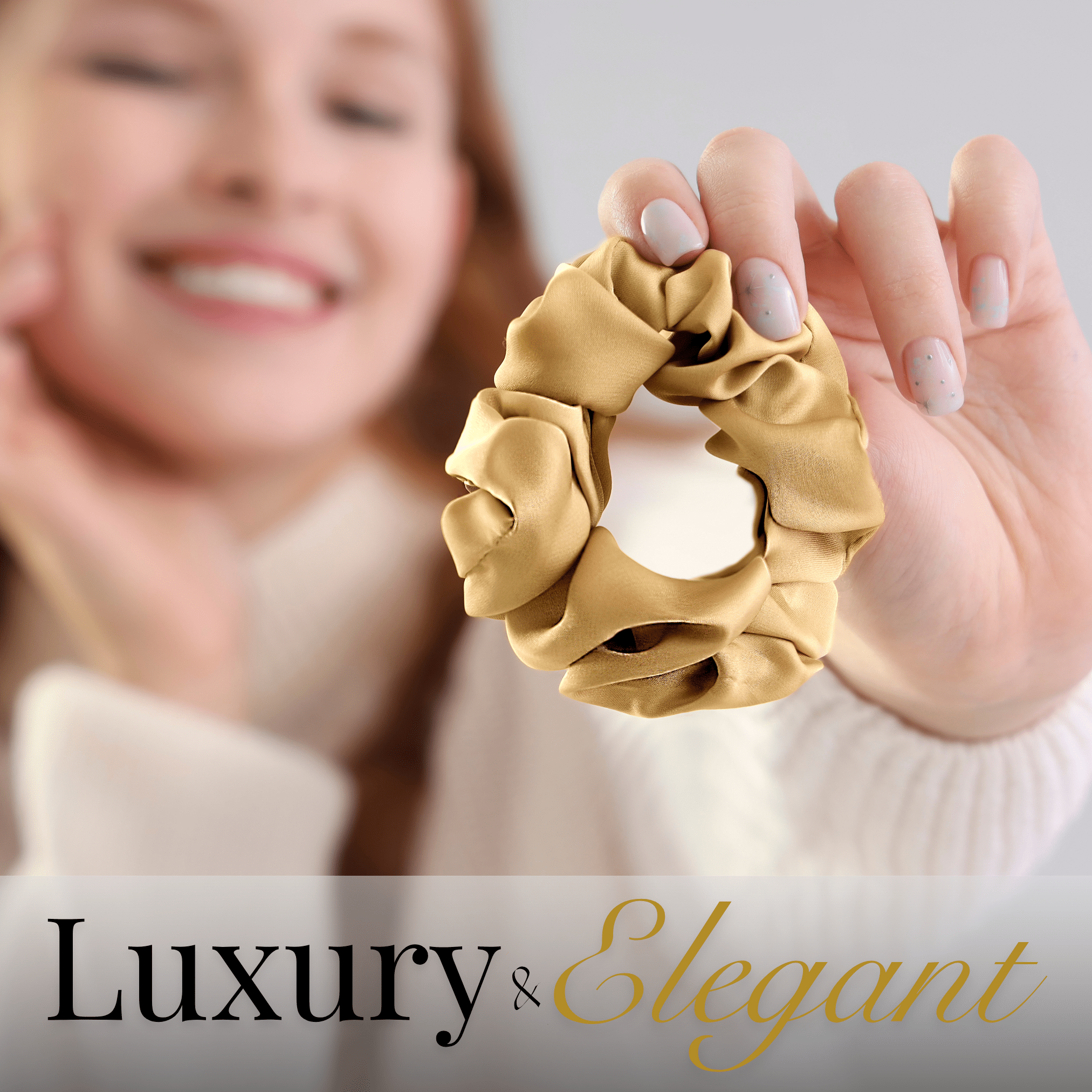 Gold Skinny Scrunchie – 100% Pure Mulberry Silk, Perfect for All Hair Types - NOCHKA
