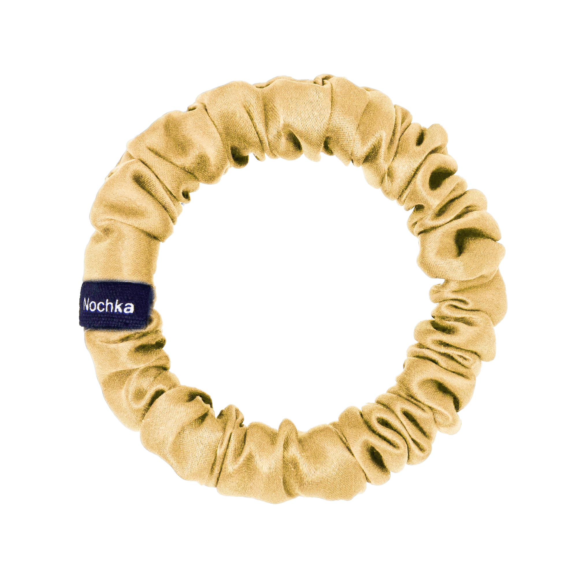Gold Ultra Skinny Scrunchie – 100% Pure Mulberry Silk, Perfect for All Hair Types - NOCHKA
