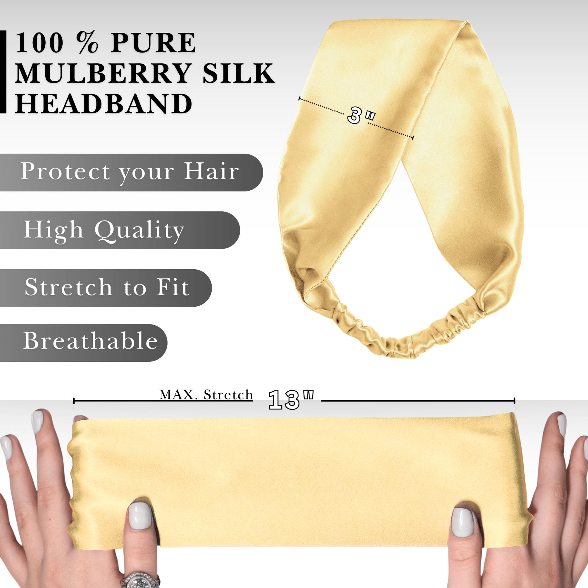 Golden Haze Pure Silk Headband - NOCHKA
