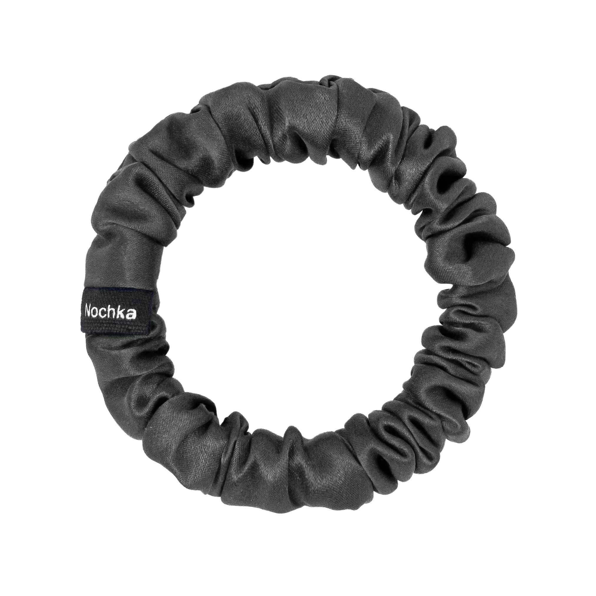 Graphite Gray Ultra Skinny Scrunchie – 100% Pure Mulberry Silk, Perfect for All Hair Types - NOCHKA
