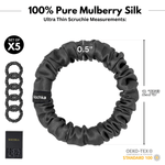 Graphite Gray Ultra - Skinny Silk Scrunchies (Set of 5) - NOCHKA
