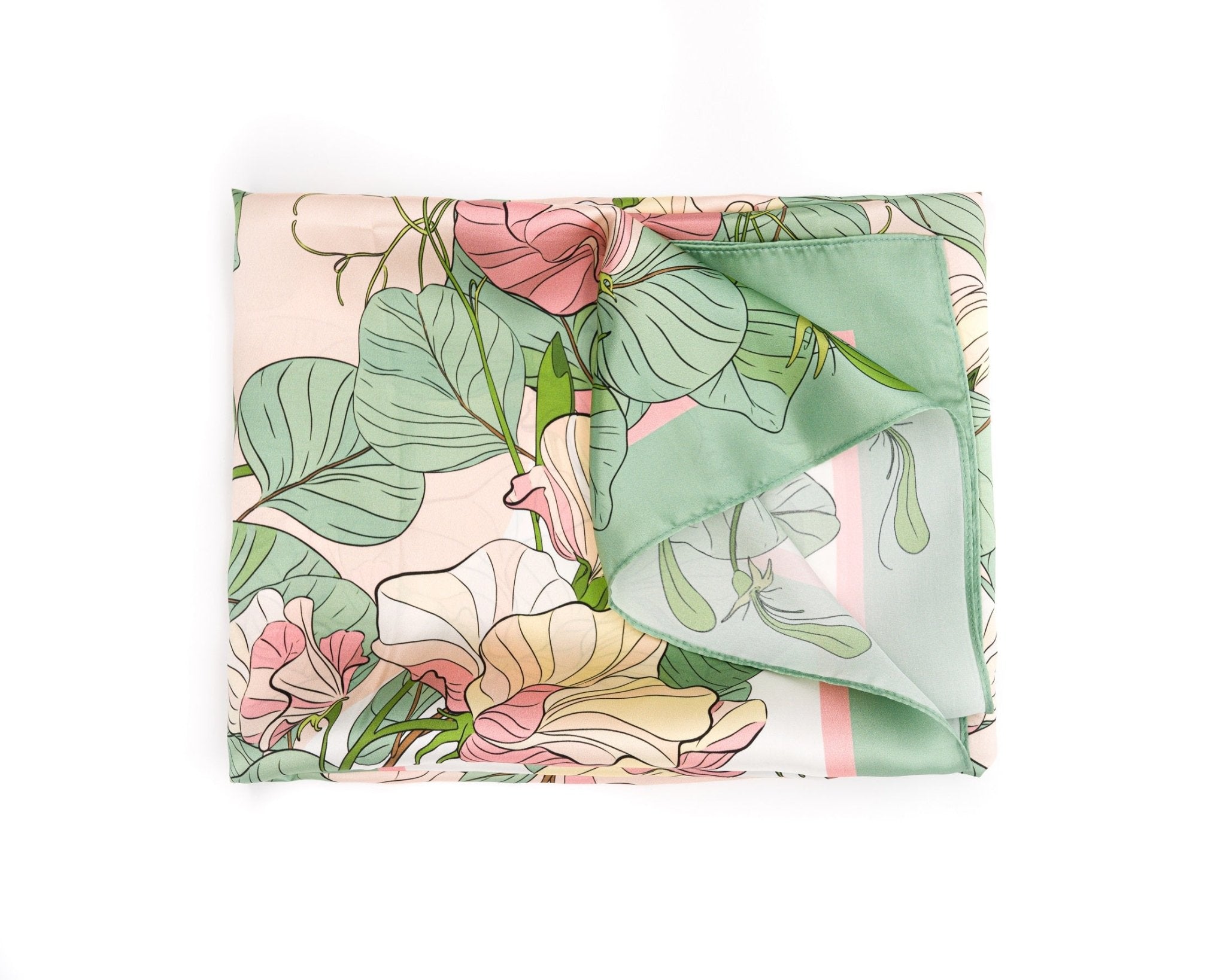 Green Mulbery Silk Square Scarf - NOCHKA
