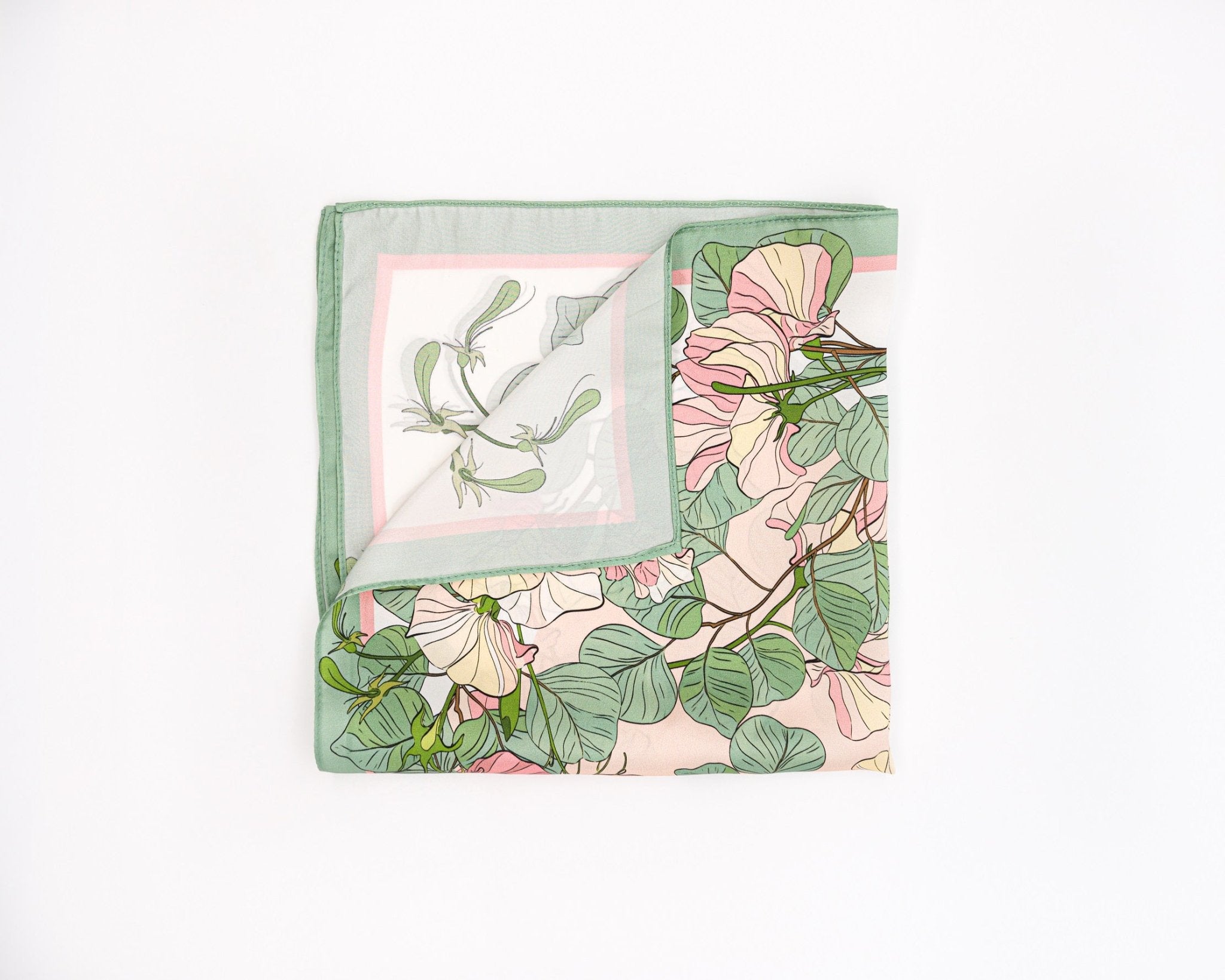 Green Mulbery Silk Square Scarf - NOCHKA
