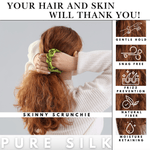 Green Shades of 3 Skinny Mulberry Silk Scrunchies | 100% Silk - NOCHKA
