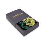 Green Shades of 3 Skinny Mulberry Silk Scrunchies | 100% Silk - NOCHKA
