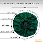 Hunter Green & Black Pure Mulberry Silk Bonnet – Reversible & Durable - NOCHKA
