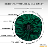 Hunter Green & Black Pure Mulberry Silk Bonnet – Reversible & Durable - NOCHKA
