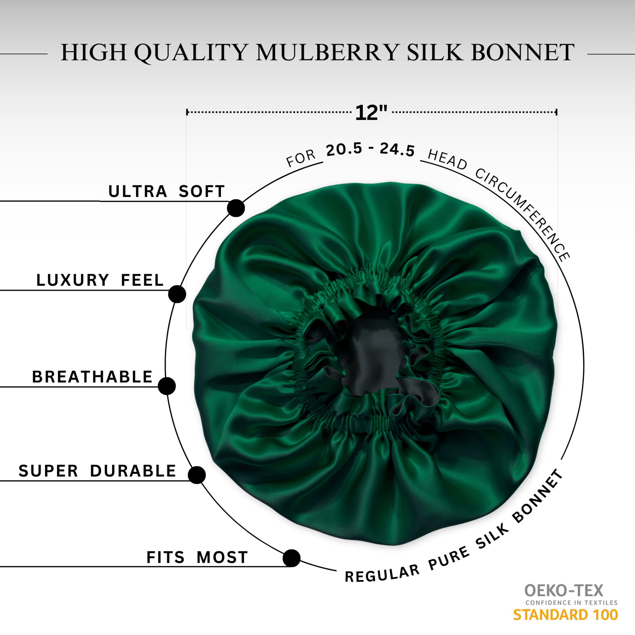 Hunter Green & Black Pure Mulberry Silk Bonnet – Reversible & Durable - NOCHKA
